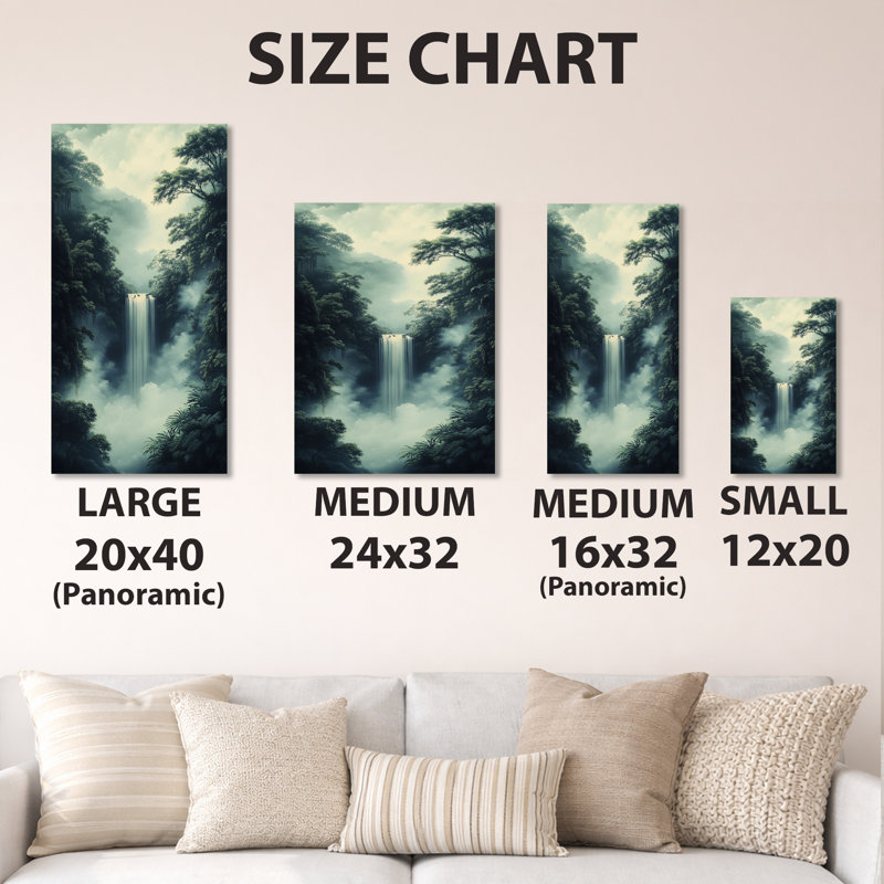 Art mural en métal «Fall», cascades de forêt tropicale, rivière, 24" W x 32" H