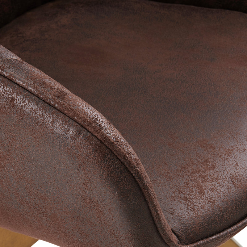 Hayek Upholstered Swivel Armchair, Natural, Black Faux Leather