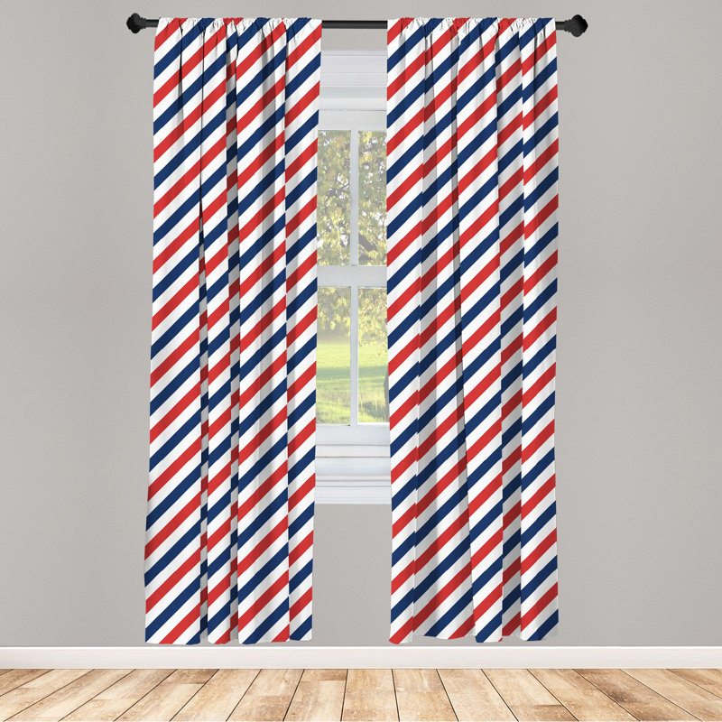 Harbour Striped Semi-Sheer Rod Pocket Curtain Panels, 28" x 95"