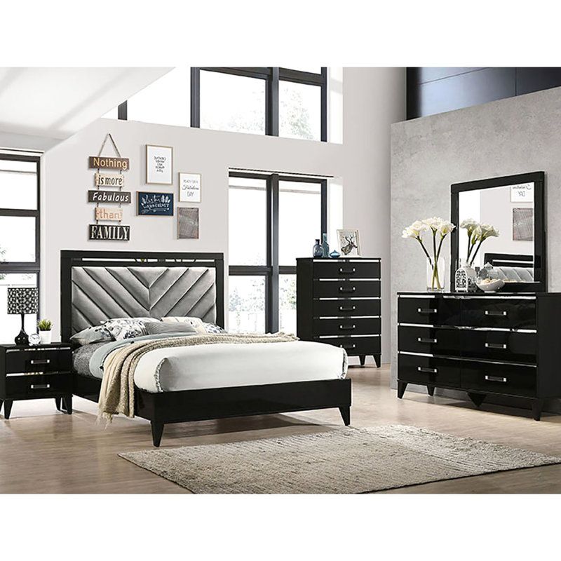 Table de chevet noire avec 2 tiroirs - arrêt de rangement sécurisé avec compartiments fonctionnels pour garder votre chambre à coucher