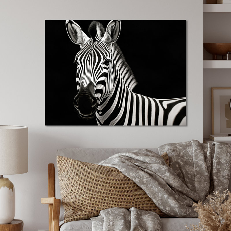 Décoration murale en métal Striking Zebra I - Animaux, H 30 po x l 40 po x P 1 po