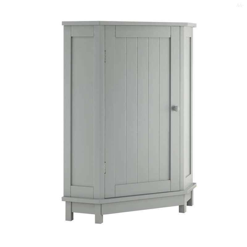 Bathroom Cabinet Triangle Corner Storage Cabinet With Adjustable Shelf Modern Style MDF Board, Gray