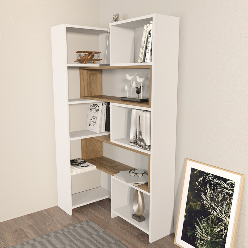Lilea 150cm H x 165cm W Standard Bookcase, White/Light Brown