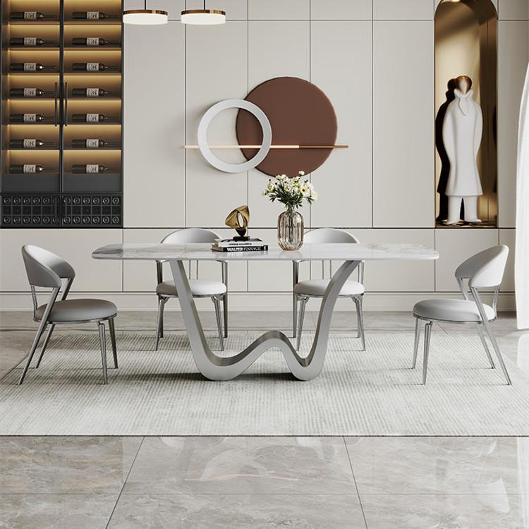Simple Modern Rectangular Rock Slab Dining Table
