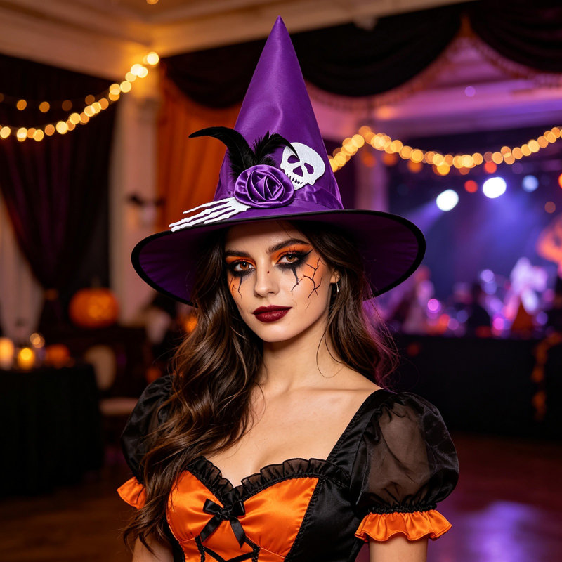 Décoration d'Halloween Chapeau de sorcière d'Halloween Déguisement de sorcière pour adultes, MRA