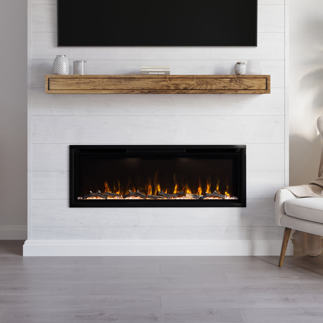 Aerus Recessed or Wall Mounted Electric Fireplace, Alexa or Google Home Compatible, Logs & Crystals, Remote Control Modern Ember 