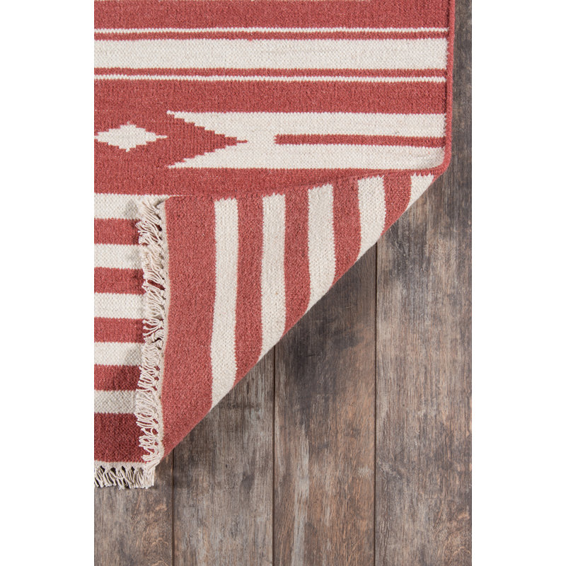 Thompson Wool Geometric Area Rug in Red, Rectangle 7'6" x 9'6"