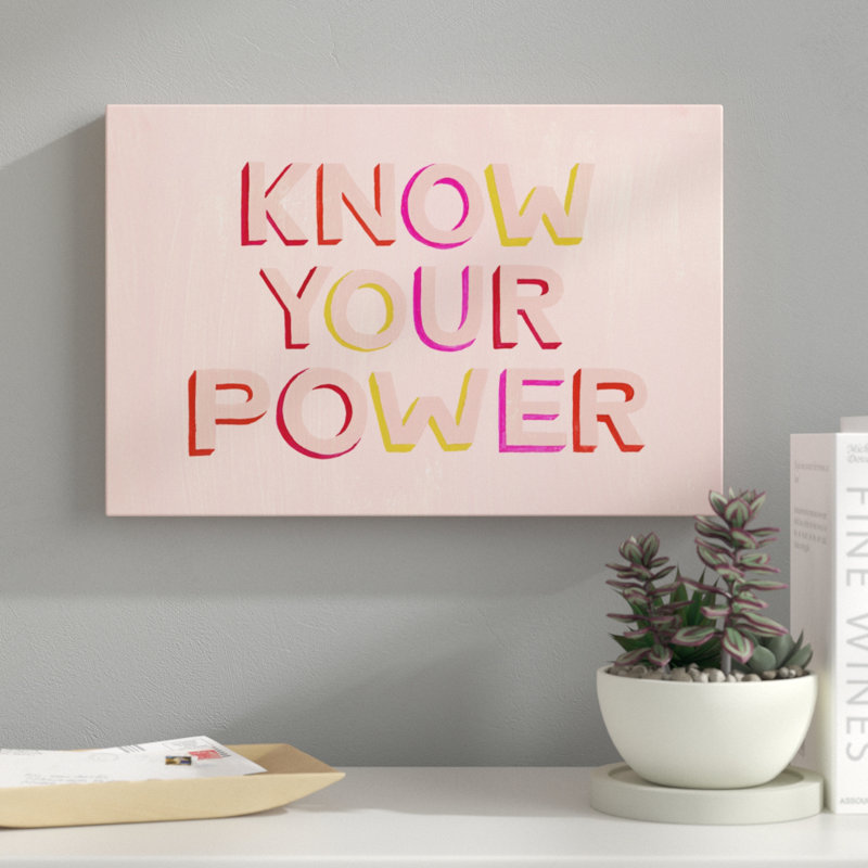 «You Are Powerful II», art textuel sur toile, H 12 po x l 18 po