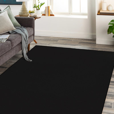 Area Rug 5x7 Modern Machine Washable Rug Contemporary Carpet Rug Foldable Stain Resistant Non Slip Accent Rug for Living Room Dining Room Decor Black/ 5'× 7'