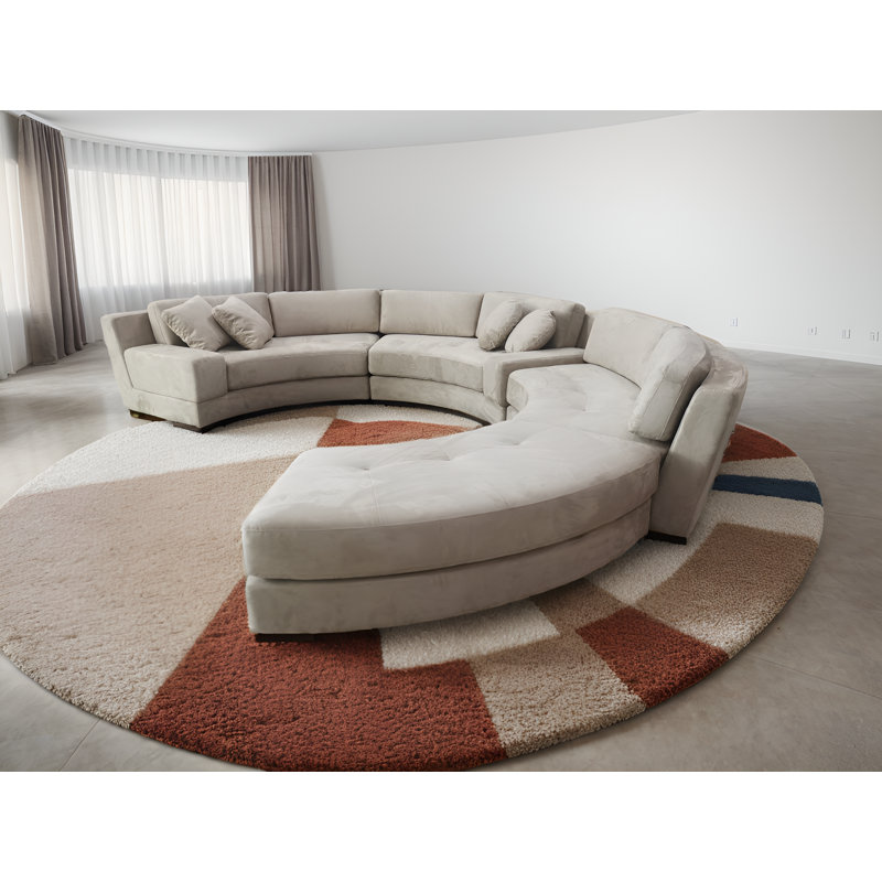 Dotsy Upholstered Sectional Symmetrical, Beige Microfiber/Microsuede