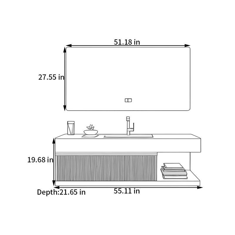 Ahlers, H 19,68 po x l 55,11 po x P 21,65 po