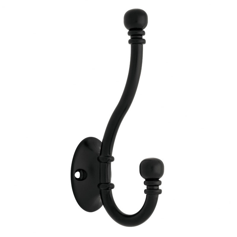 Decorative Ball Wall Mounted End Coat and Hat Hook, Matte Black