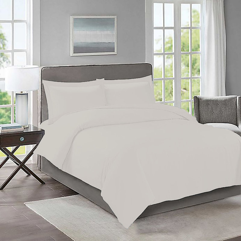 Ensemble de housse de couette en microfibre, Housse de couette pour lit double / grand + 1 taie, Ivoire