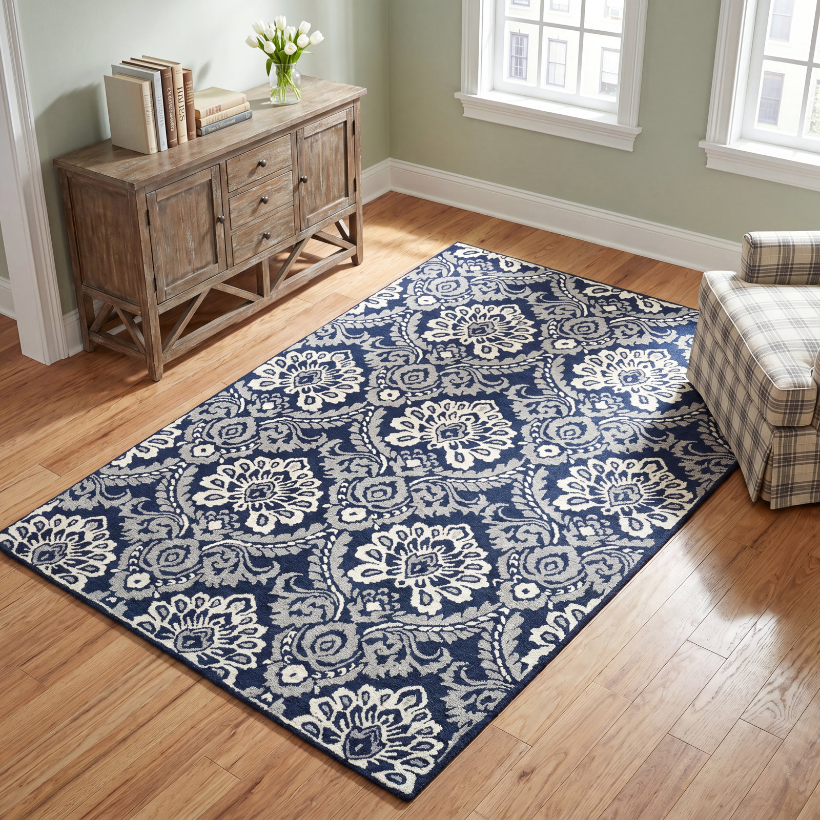 Tansy Handmade Wool Rug, Rectangle 3' x 5'