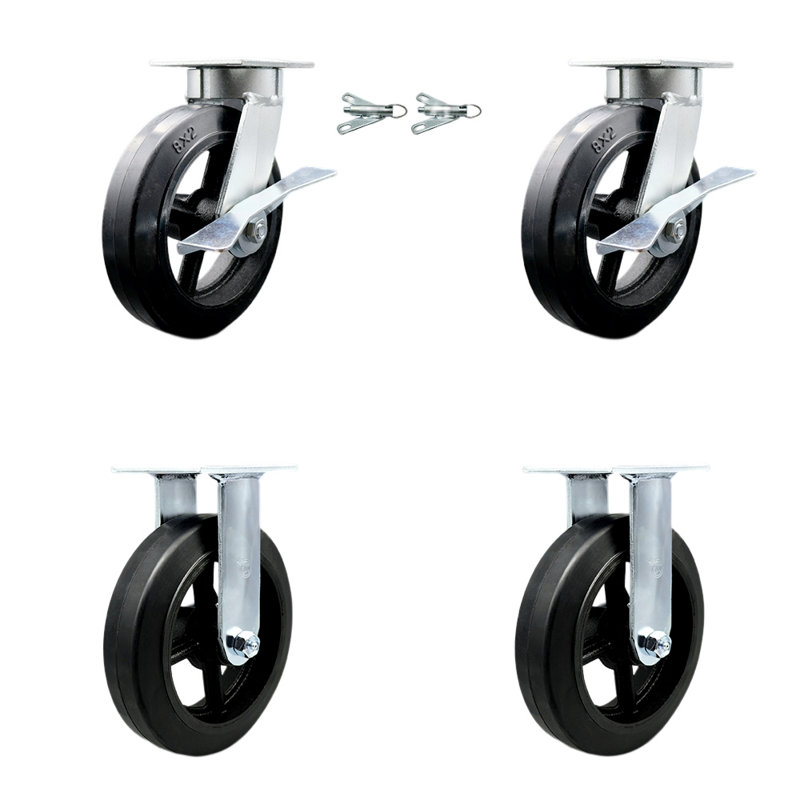 4 Piece Rubber on Steel Caster Set