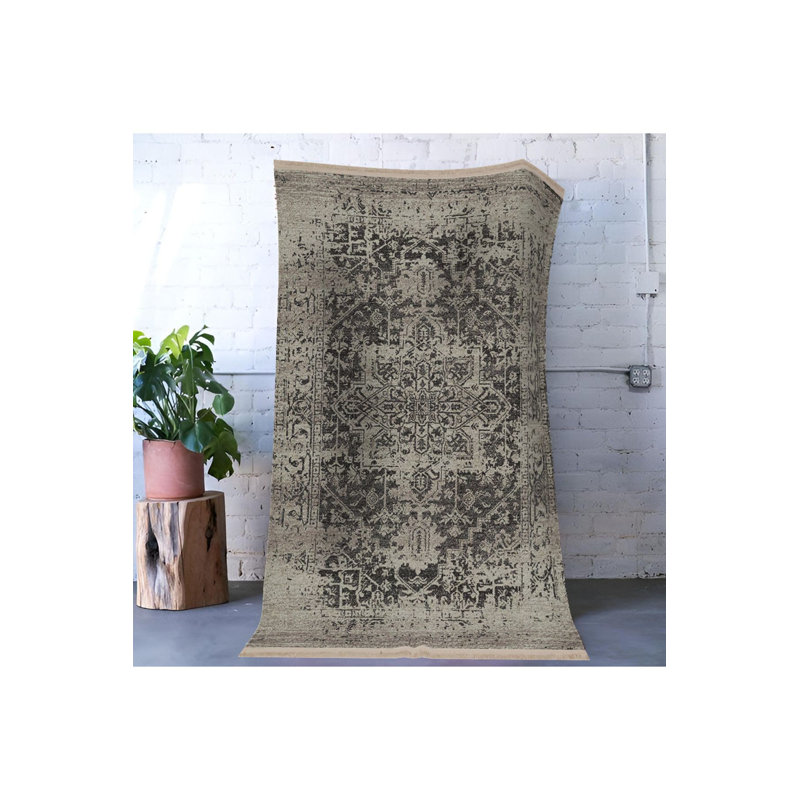 Tapis décoratif lavable à la machine Vintage, Sous-tapis rectangulaire de 3 pi 3 po x 4 pi 11 po