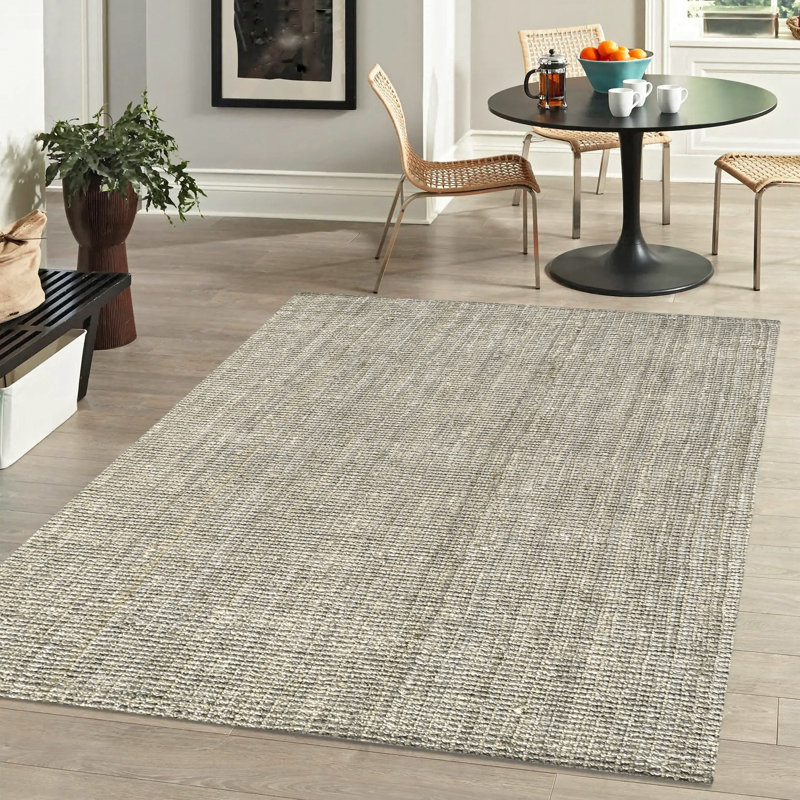 Pata Hand Woven Chunky Jute Gray Rug, Rectangle 4' x 6'