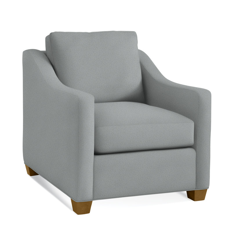 Oliver Chair, Havana Finish, Light Blue Performance Fabric; 0851-55