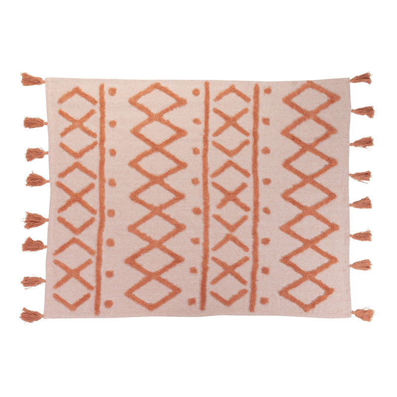 Minden Hand Woven Throw, Orange/White