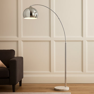 Modern 67" Arc Floor Lamp with Curved Metal Shade, Weighted Marble Base & Foot Switch for Living Room or Bedroom