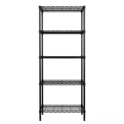 Étagère de rangement à 5 niveaux en fil de métal noir, support réglable pour la cuisine, le garde-manger, le garage et le placard