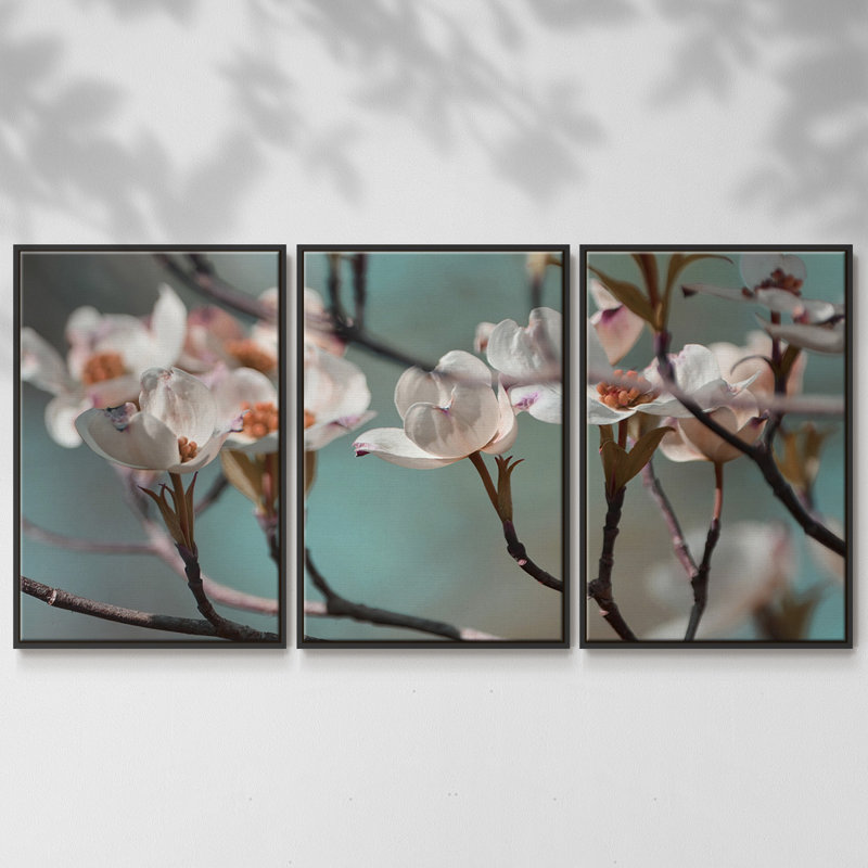 Dogwood Spring IV, reproduction sur toile 3 pièces, Noir, H 24 po x l 48 po x P 2 po
