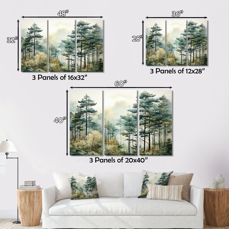 Décorations murales «Tonalis Whispering Pines Pointillism I», H 30 po x l 40 po, Toile tendue, Sans cadre