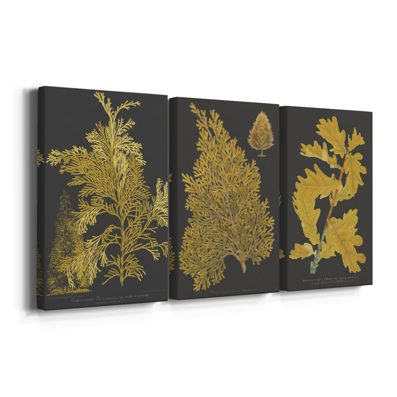 Trees & Leaves I - Toile tendue sur mesure avec châssis - 3 pièces, H 12 po x l 24 po