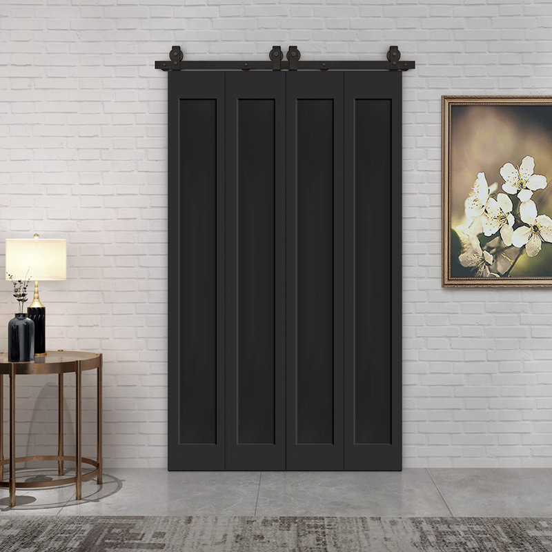 Ensemble de quincaillerie pour porte de grange 1 panneau, 64 po x 80 po, Noir