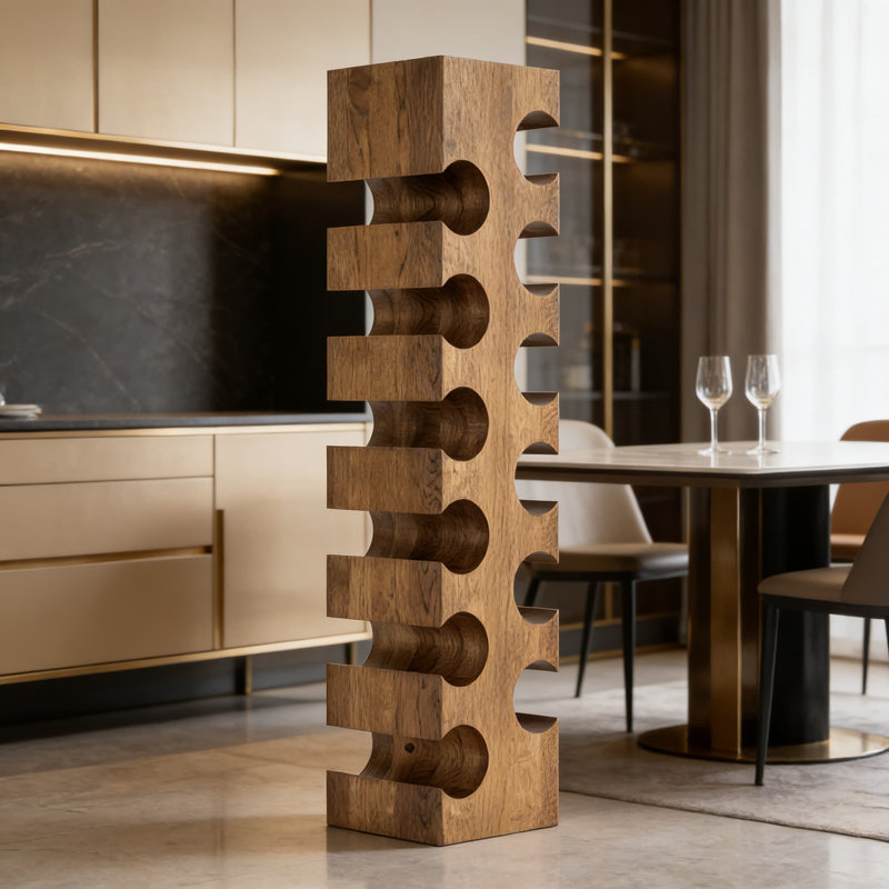 Support à vin autoportant en bois massif pour 12 bouteilles, support à vin en chêne de qualité supérieure pour un décor élégant et un rangement sécuritaire