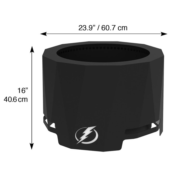 Round Steel Wood Burning Smokeless Fire Pit, Tampa Bay Lightning