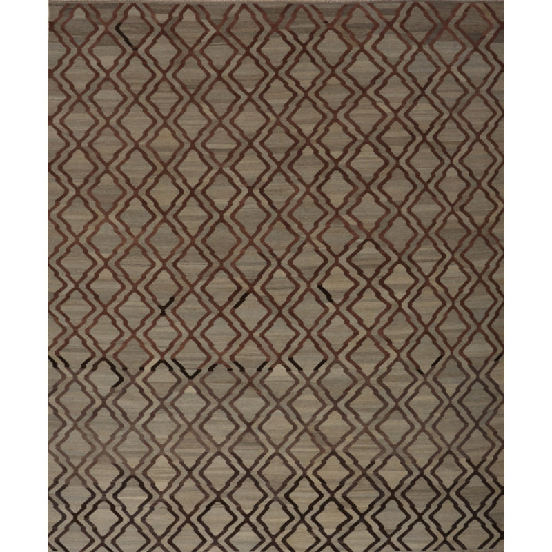 Tapis brun handwoven à tissage plat