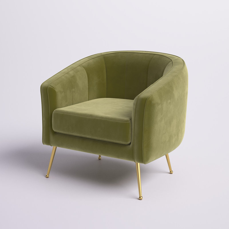 Lucciano Velvet Barrel Chair, Olive