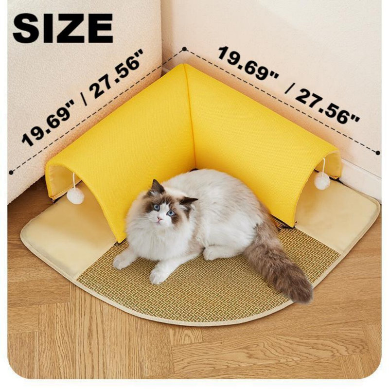 Tunnel de jeu d'intérieur pour chat pour chatons lapin, Yellow, 27.56" L x 27.56" W