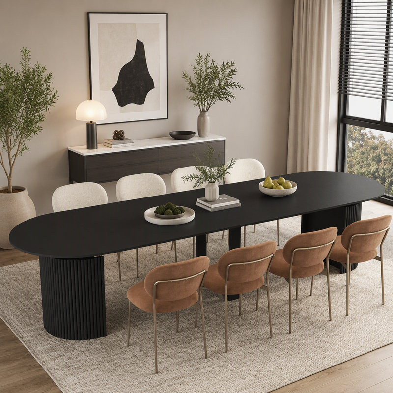 Table de salle à manger extensible pliable pour 1 à 10 personnes, console multifonctionnelle en bois extensible, Black