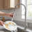 High Arc Commercial Spring Style 2-Function Single Handle Pull Down Kitchen Faucet-122556069