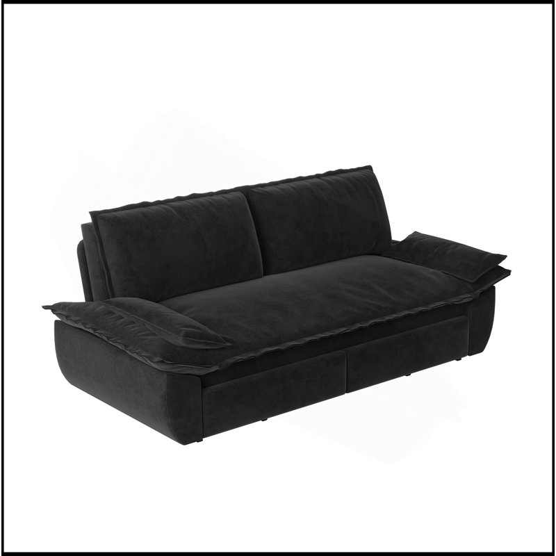 Grand canapé-lit escamotable de 73,2 po, canapé-lit convertible 3 en 1, causeuse multifonctionnelle en velours, Noir