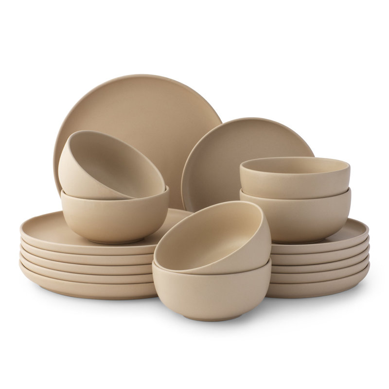 Service de table 18 pièces JoyJolt Mesa, Beige mat