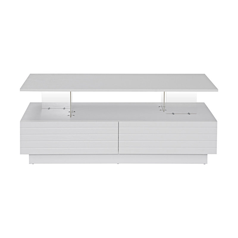 Rectangular Coffee Table With Drawers, White