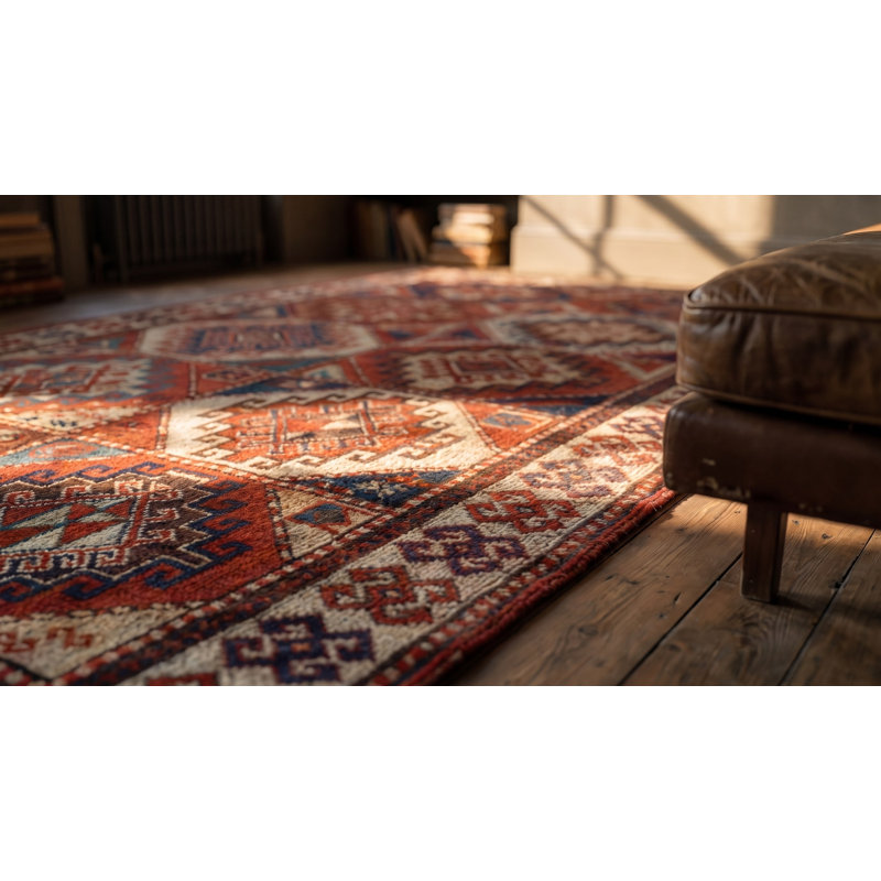 Tapis Moghan géométrique antique de la fin du 19e siècle