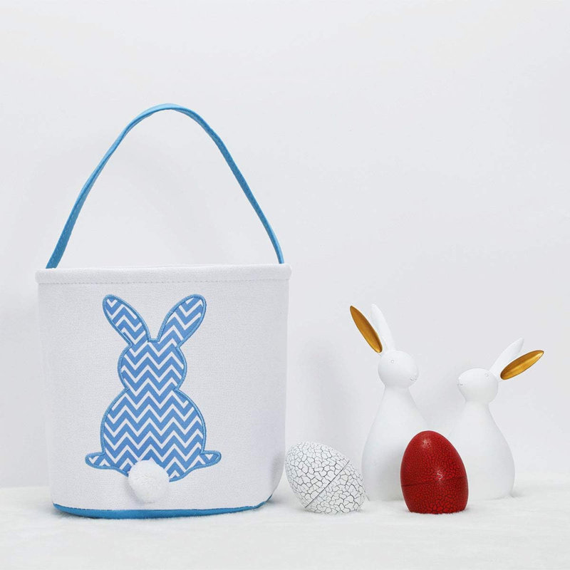 Panier de lapin de Pâques, sac de rangement pour lapin, chasse aux œufs de Pâques, rangement de bonbons (vert (vague)), Bleu