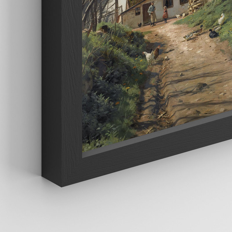 " Charming European Cottage Rustic Village Landscape " 4 - Pieces, Black, 10" H x 8" W