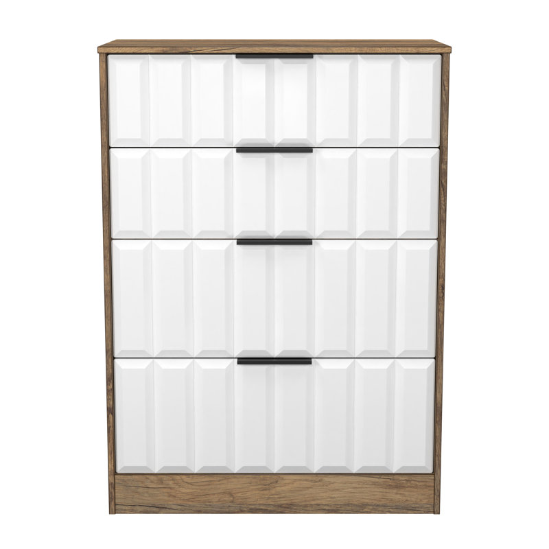Rudolfine 4 Drawer Deep Chest, White/Brown