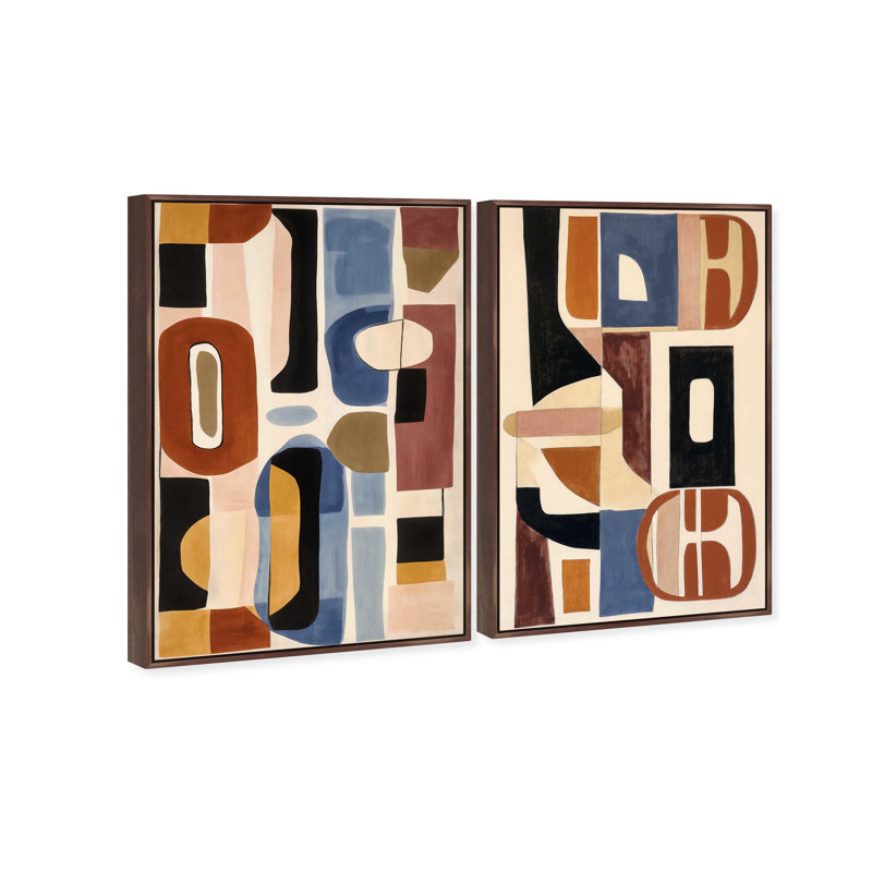 Oliver Gal Rhythmic Colorscape Set Abstract - Heavy Gel Top Coat Framed Canvas Art, Brown, 55" H x 37" W