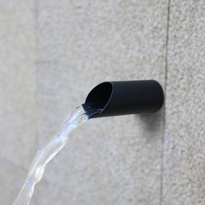 2x10 Inch Round Scupper Spout, 316 Stainless Steel Pool Waterfall Spillway, with 1.2" Inlet & Easy Install Kit for Pool, Pond, Patio, Garden Water Feature Fountain