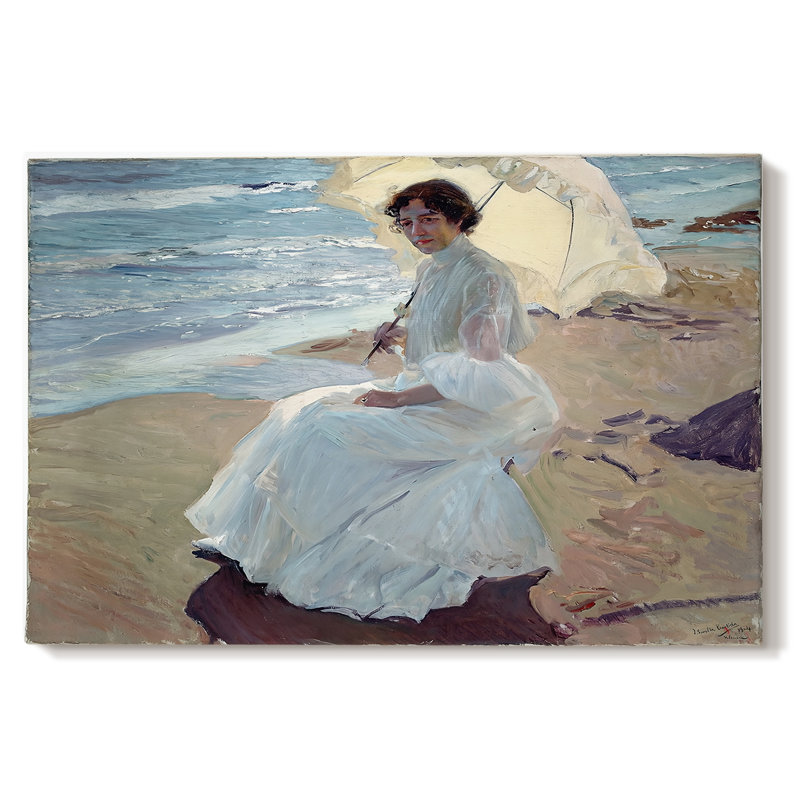 Clotilde on the Beach (Clotilde en la playa)-Joaquín Sorolla-Gallery Wrapped Canvas-1904, 32 x 48