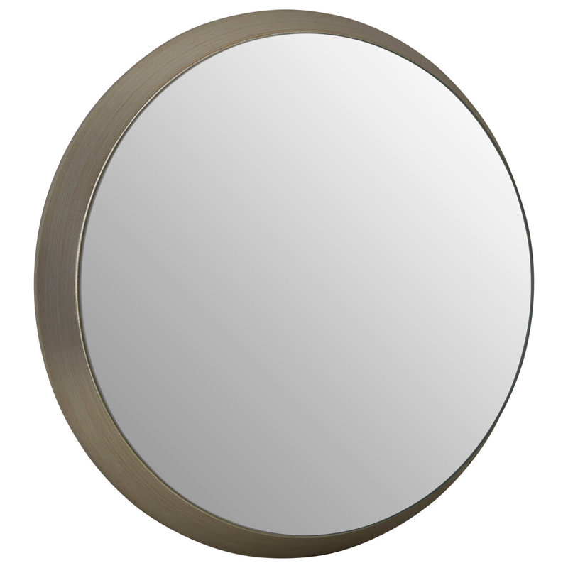Metal Round Mirror, Silver, 34 cm H x 34 cm W