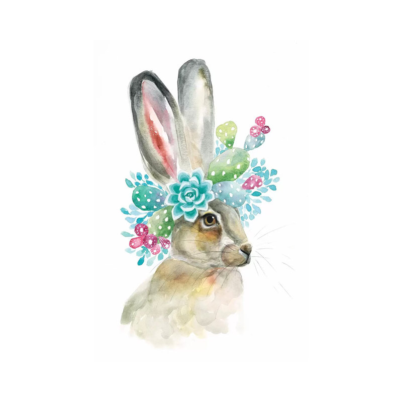 Cactus Bunny by Kirsten Dill - Wrapped Canvas Gallery-Wrapped Canvas Giclée, 66.04 cm H x 45.72 cm W