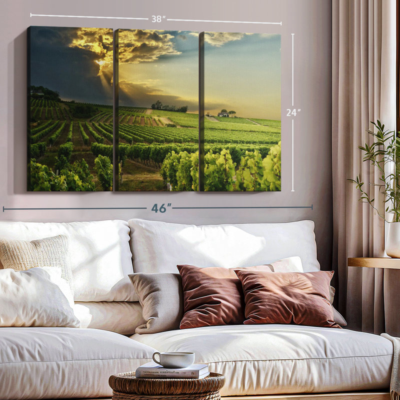 «South Of France Vineyard» sur toile, H 24 po x l 38 po x P 1,25 po