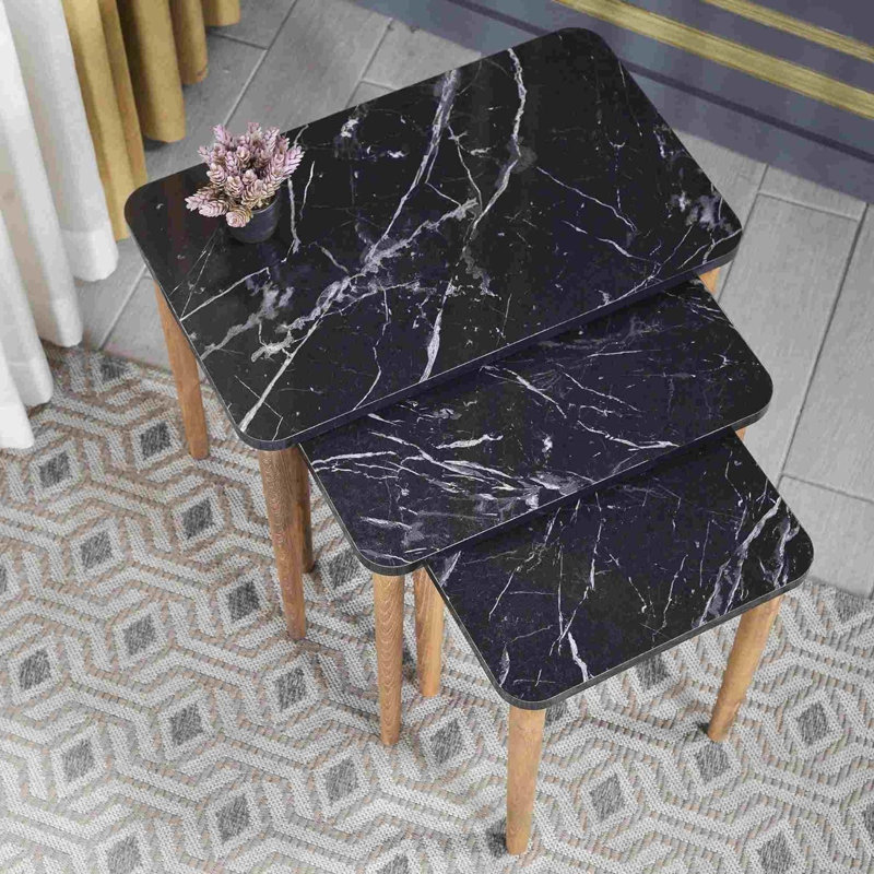 Jessica 35cm Console Table, Black Marble